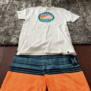 Hurley Gray and White Board Shorts